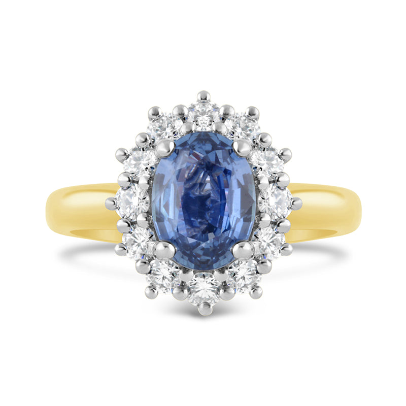 Oval Sapphire &amp; Diamond Cluster Ring 2.02ct