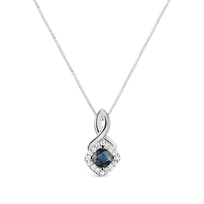 Sapphire &amp; Diamond Halo Twist Pendant