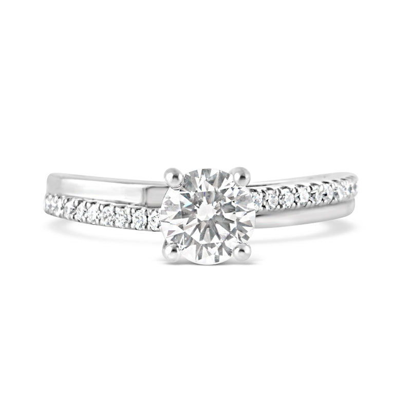Round Brilliant Solitaire Offset Diamond Set Shoulders 0.82ct