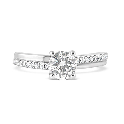 Round Brilliant Solitaire Offset Diamond Set Shoulders 0.82ct