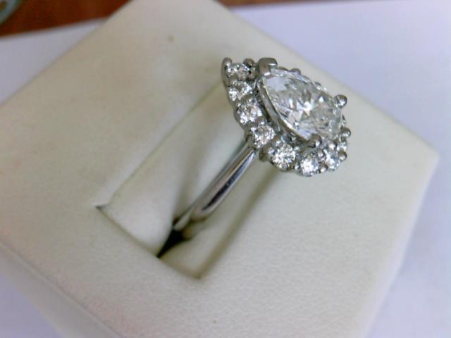 Pear Diamond Halo Engagement Ring 1.47ct