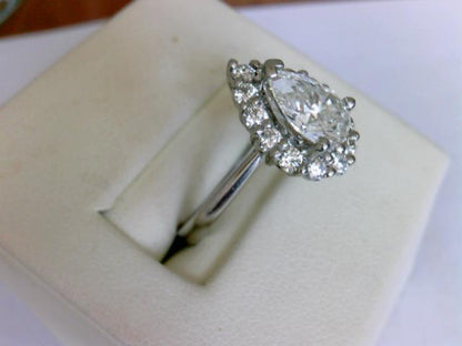 Pear Diamond Halo Engagement Ring 1.47ct