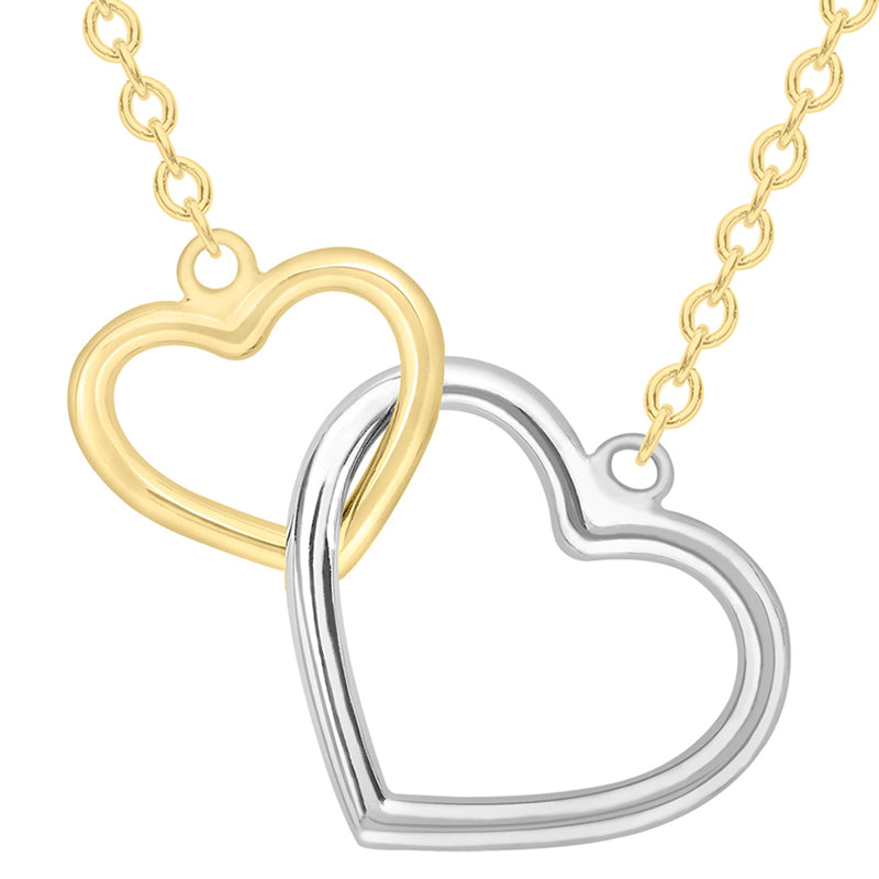 Two Tone Double Plain Heart Necklace