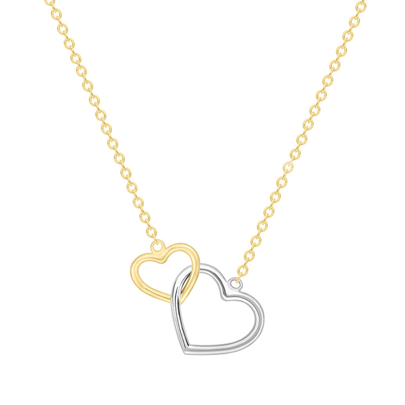 Two Tone Double Plain Heart Necklace