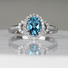 Load image into Gallery viewer, Blue Topaz &amp; Diamond Cluster Ring