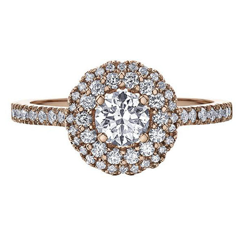 Flower Double Halo Engagement Ring