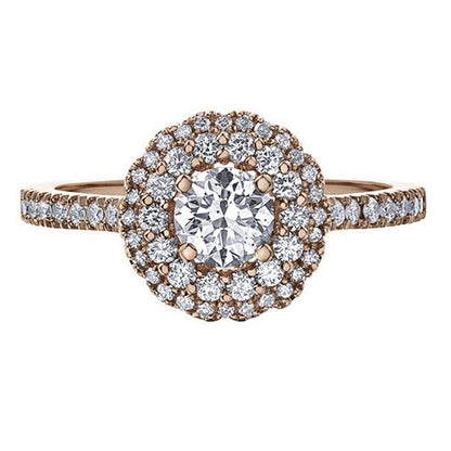 Flower Double Halo Engagement Ring