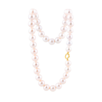 Freshwater Pearl Necklace with Gold Bolt Clasp - 10mm