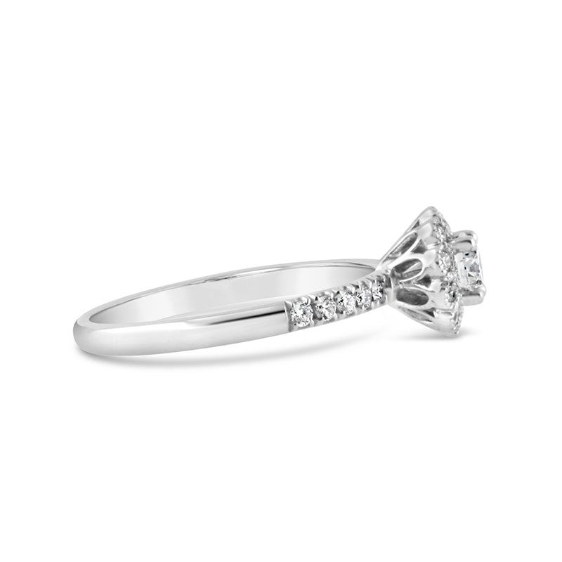 Round Brilliant Diamond Halo Engagment Ring 0.69ct