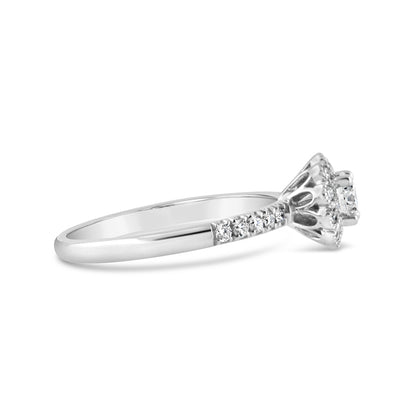 Round Brilliant Diamond Halo Engagment Ring 0.69ct