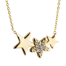 Load image into Gallery viewer, Three Star &amp; White Stone Necklace