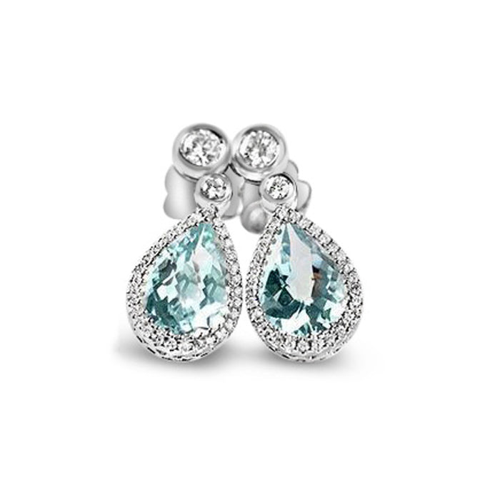 Rocks Teardrop Aquamarine &amp; Diamond Earrings