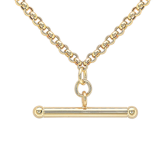 Gold T-Bar Necklace, Chain high quality necklace