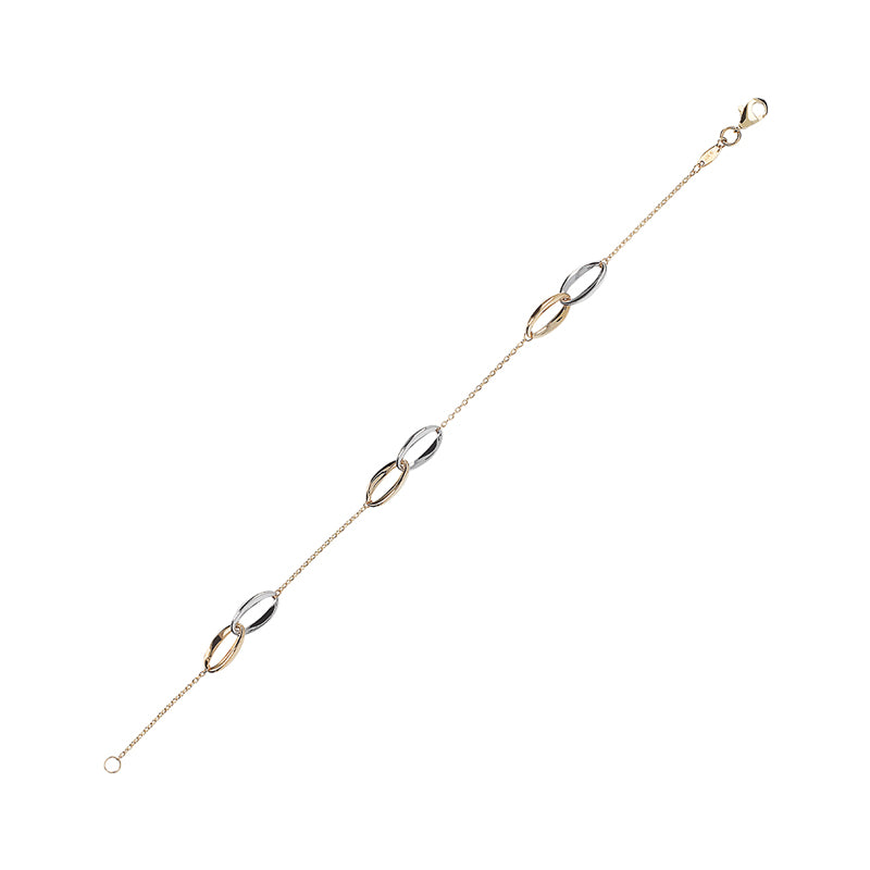 Two Tone Interlocking Oval Link &amp; Chain Bracelet