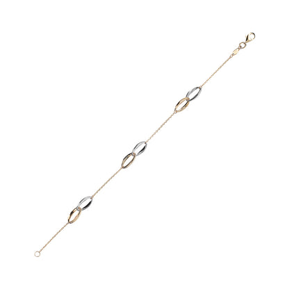 Two Tone Interlocking Oval Link &amp; Chain Bracelet