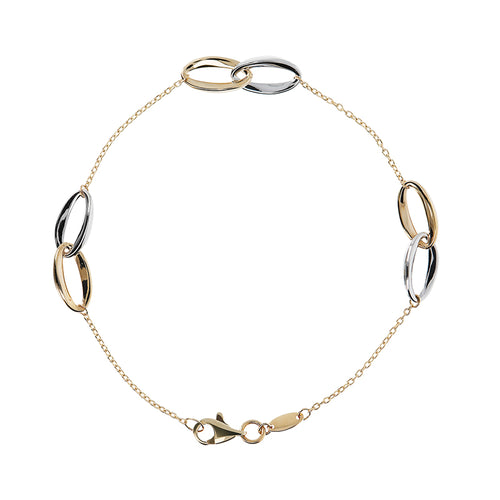 Two Tone Interlocking Oval Link & Chain Bracelet