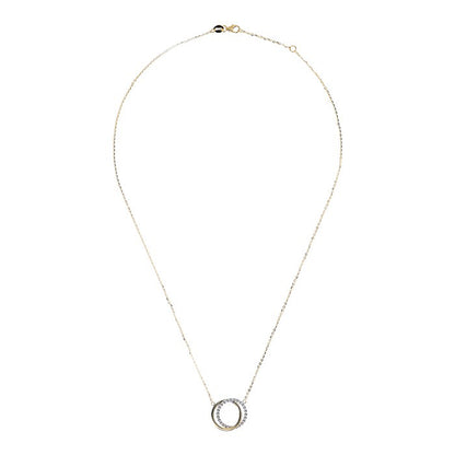 White Stone &amp; Double Circle Necklace