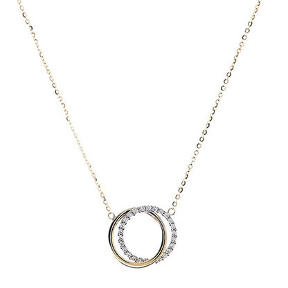 White Stone &amp; Double Circle Necklace