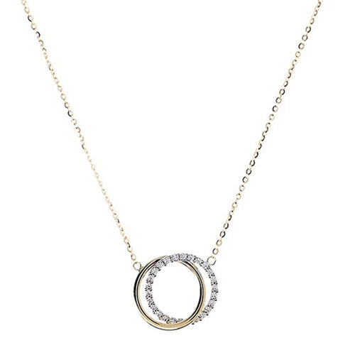 White Stone & Double Circle Necklace