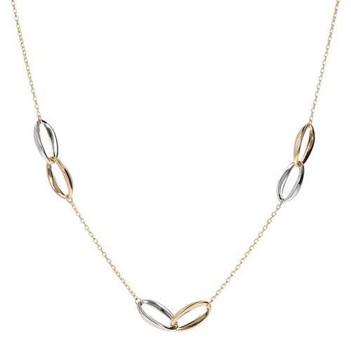 Two Tone Interlocking Oval Link Chain Necklace