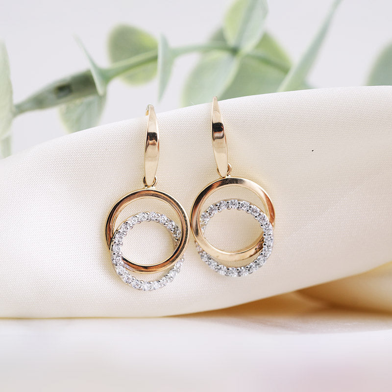 White Stone Double Circle Earrings