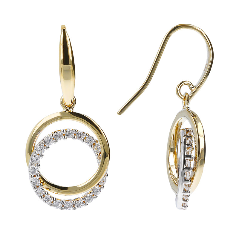 White Stone Double Circle Earrings