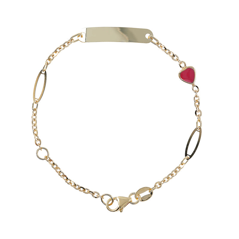 Pink Heart &amp; Identity Chain Bracelet