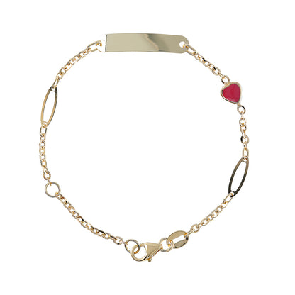 Pink Heart &amp; Identity Chain Bracelet