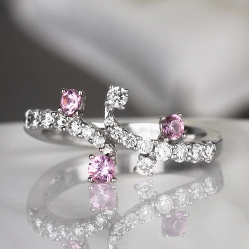 Rocks Pink Sapphire & Diamond Dress Ring