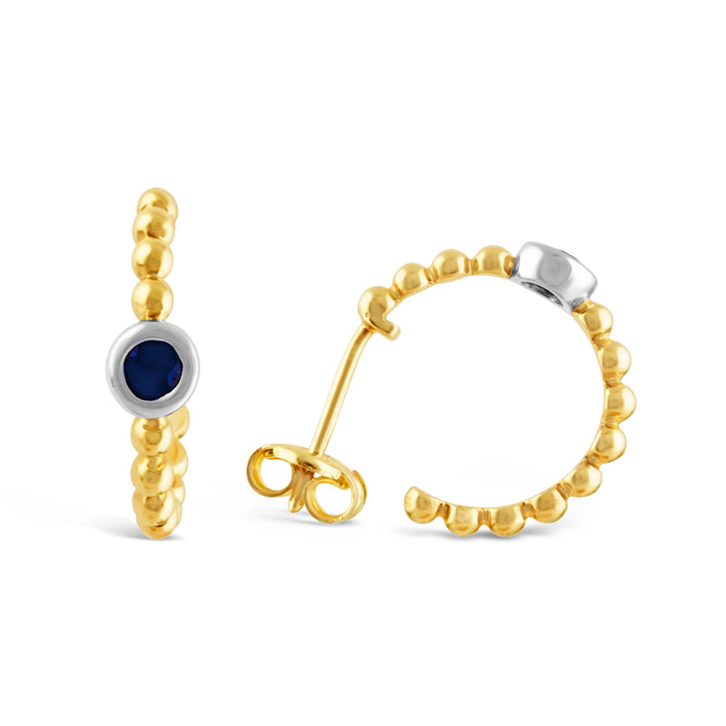 Sapphire &amp; Ball Hoop Earrings