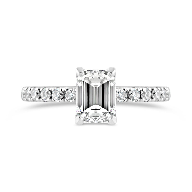 Emerald Solitaire Diamond Set Shoulders Engagement Ring 1.29ct