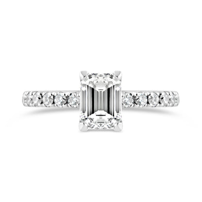 Emerald Solitaire Diamond Set Shoulders Engagement Ring 1.29ct