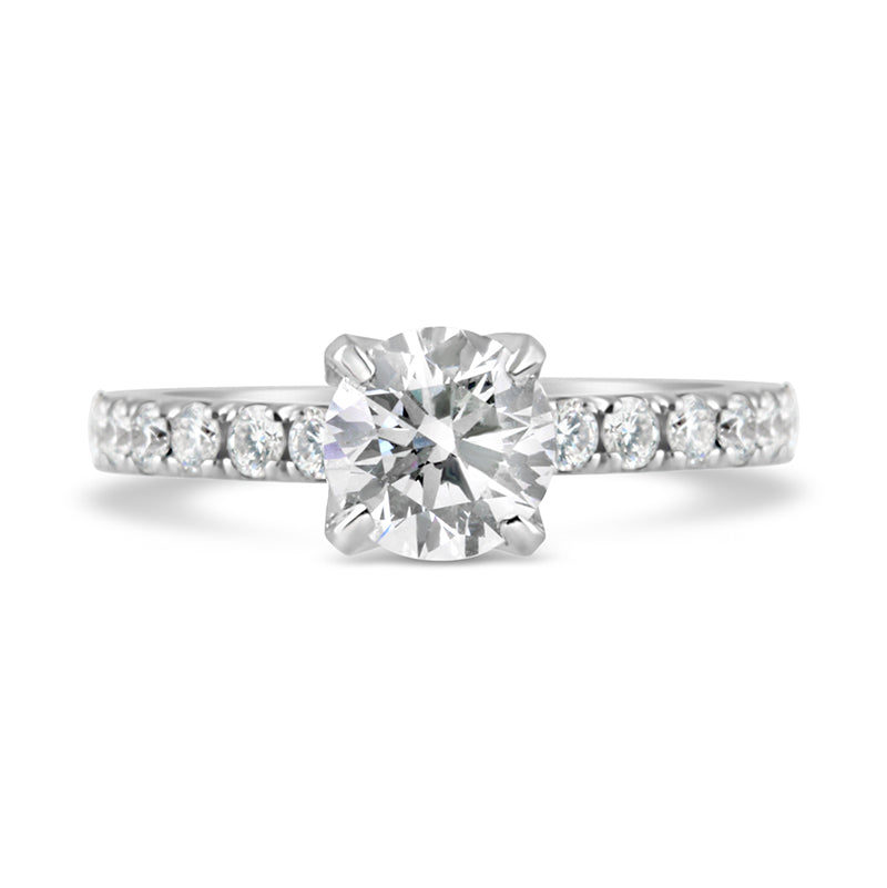 Solitaire Diamond Diamond Set Shoulders Engagement Ring  0.95ct