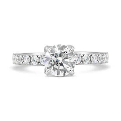 Solitaire Diamond Diamond Set Shoulders Engagement Ring  0.95ct