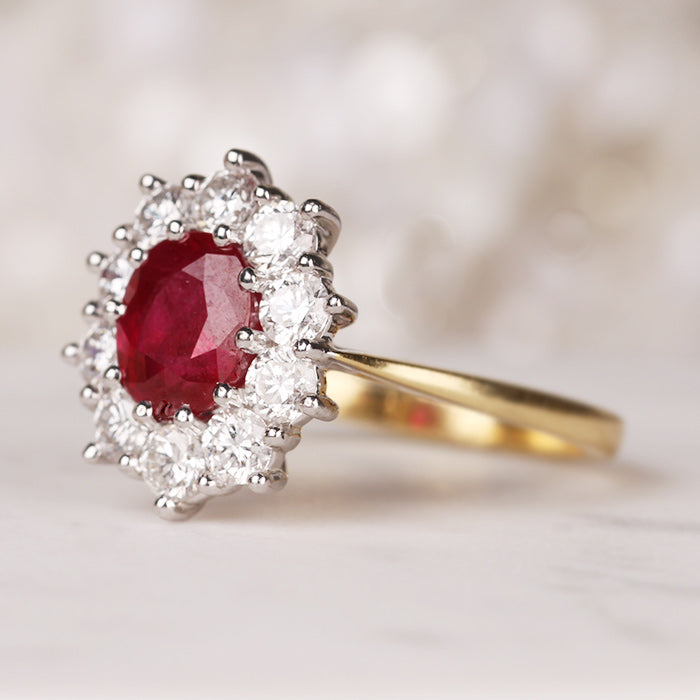 Rocks Ruby &amp; Diamond Cluster Ring