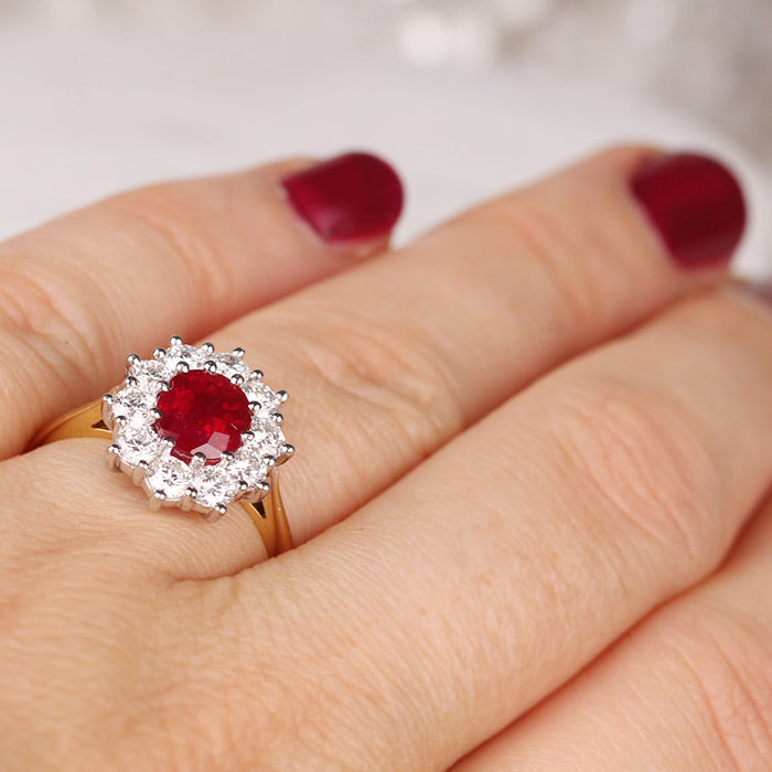 Rocks Ruby &amp; Diamond Cluster Ring