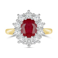 Load image into Gallery viewer, Rocks Ruby &amp; Diamond Cluster Ring