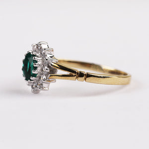 Green Emerald Coloured Cluster Ring