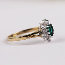 Load image into Gallery viewer, Green Emerald Coloured Cluster Ring
