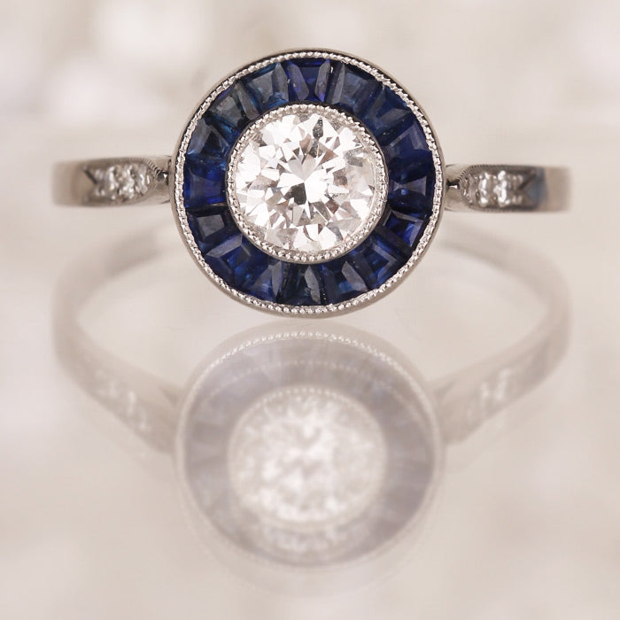 Sapphire &amp; Diamond Target Ring