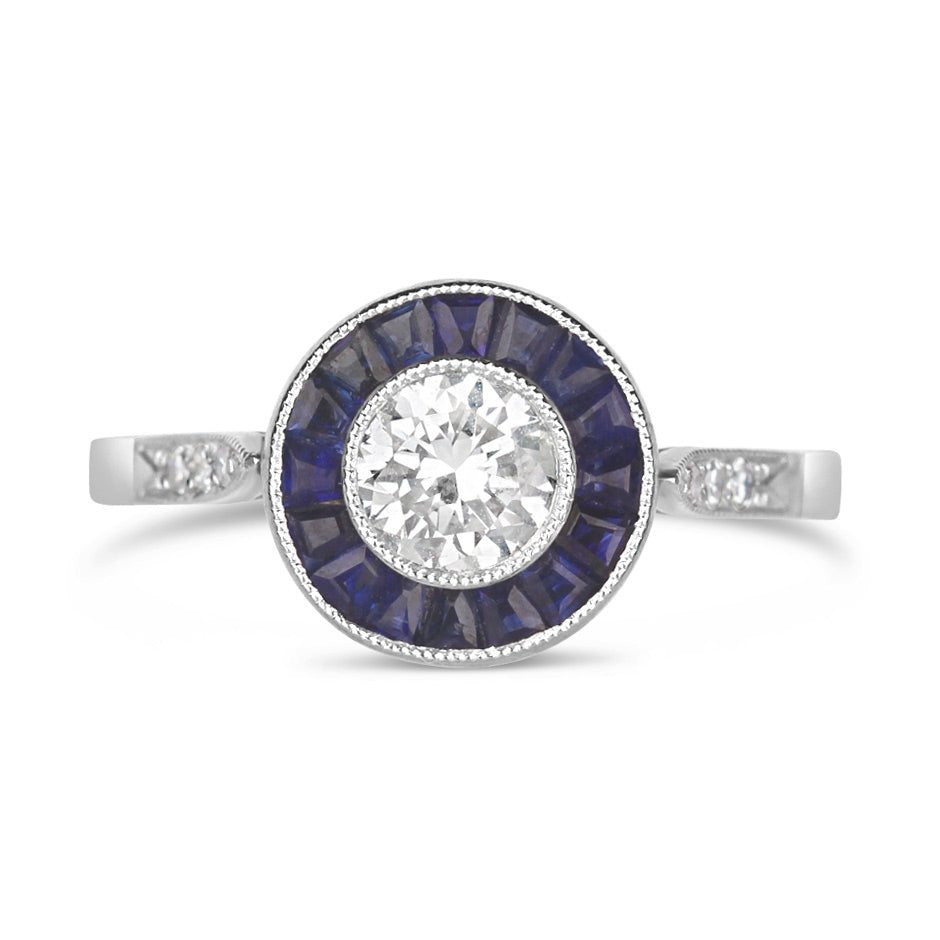 Sapphire &amp; Diamond Target Ring