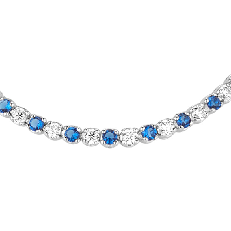 Sapphire Blue &amp; White Stone Tennis Bracelet