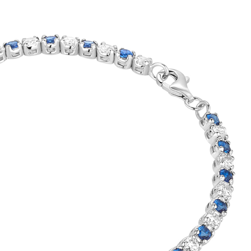 Sapphire Blue &amp; White Stone Tennis Bracelet