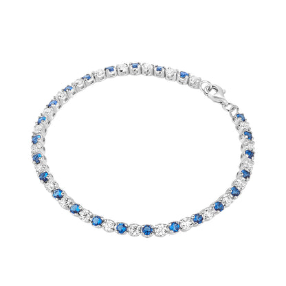 Sapphire Blue &amp; White Stone Tennis Bracelet