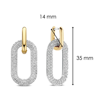 White Stone Link Drop Earrings