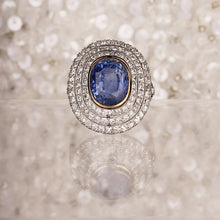 Load image into Gallery viewer, Rocks Ceylon Sapphire &amp; Diamond Culster Ring