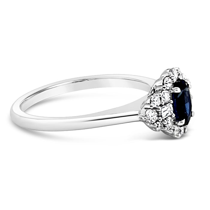 Sapphire &amp; Diamond Cluster Ring