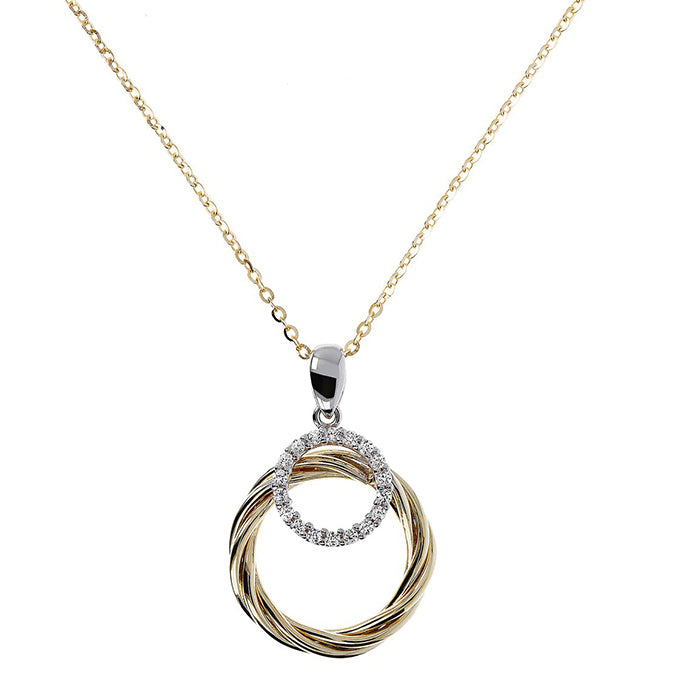 White Stone &amp; Twisted Circle Pendant