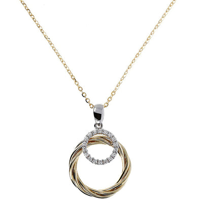 White Stone &amp; Twisted Circle Pendant