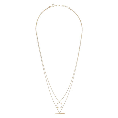 Circle &amp; T-bar Double Necklace